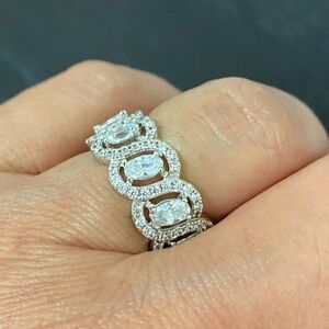 Sterling silver Lab Diamond Oval Wedding Band size 6